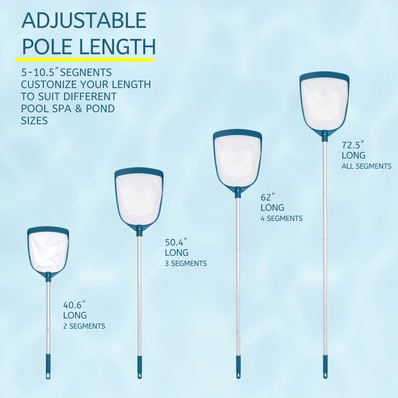 POOLWHALE Upgrades Swimming Pool Leaf Net Skimmer Rake with Adjustable Aluminum Pole and Nylon Medium Fine Mesh for Cleaning Swimming Pools, Hot Tubs, Spas and Fountains - Image 2